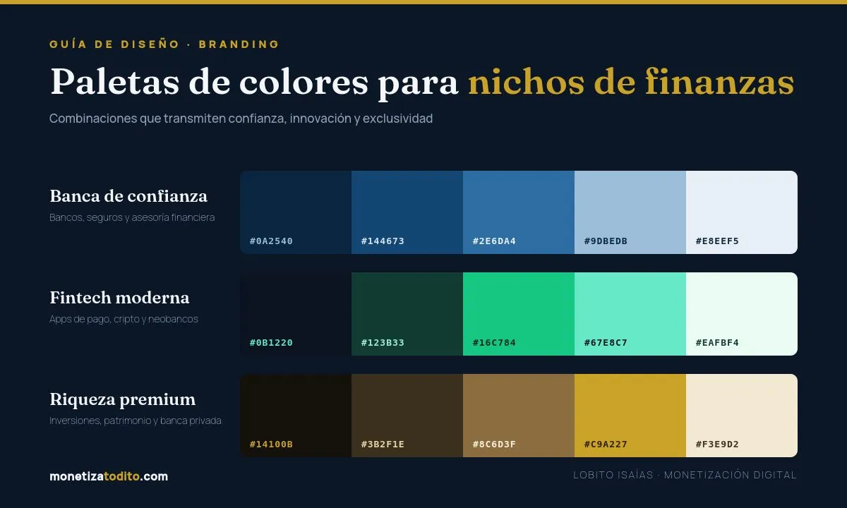 Paletas de colores para nichos finanzas