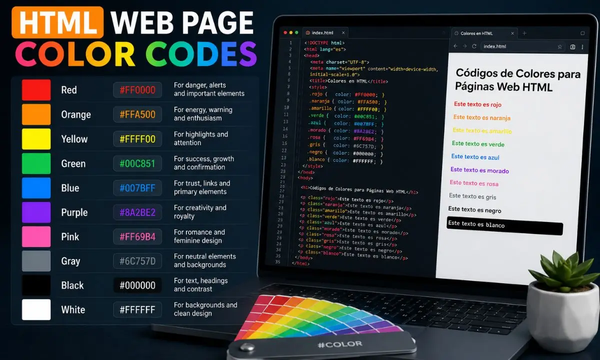 Códigos de Colores para Páginas Web HTML